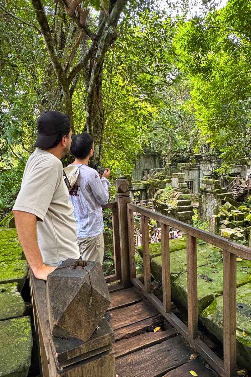 Beng Mealea Wooden Catwalk Crossing a Flooded Courtyard