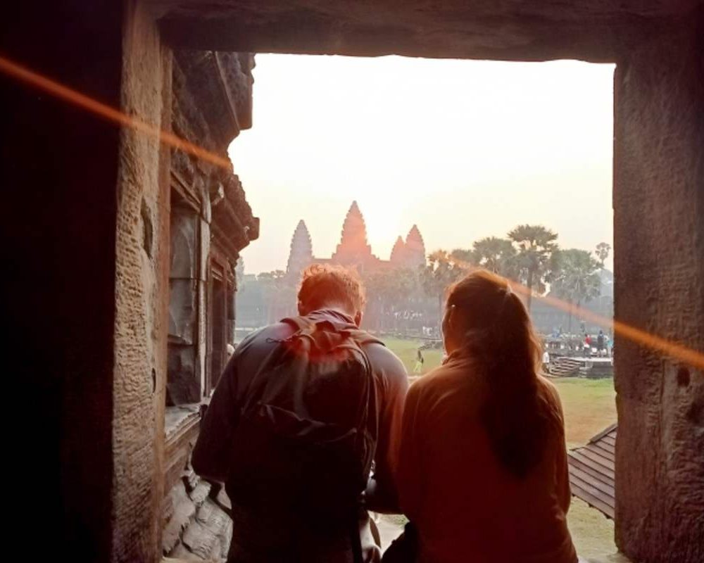 Angkor Sunrise Tour with three main temples half-day tour small group shared tour by siemreapshuttletour.com
