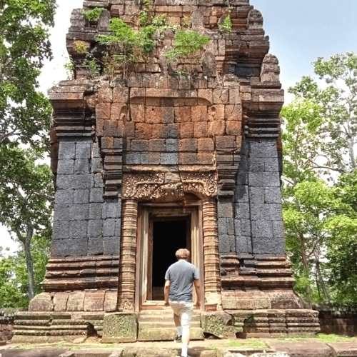 Posing-on-a-Koh-Ker-and-Beng-Mealea-Tour-with-Siem-Reap-Shuttle-tours-crew 2