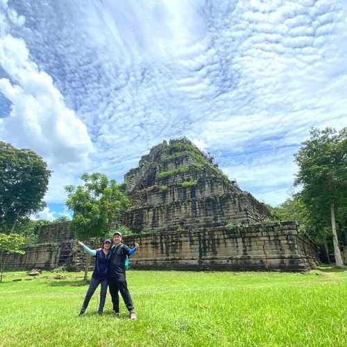 Posing-on-a-Koh-Ker-and-Beng-Mealea-Tour-with-Siem-Reap-Shuttle-tours-crew 3